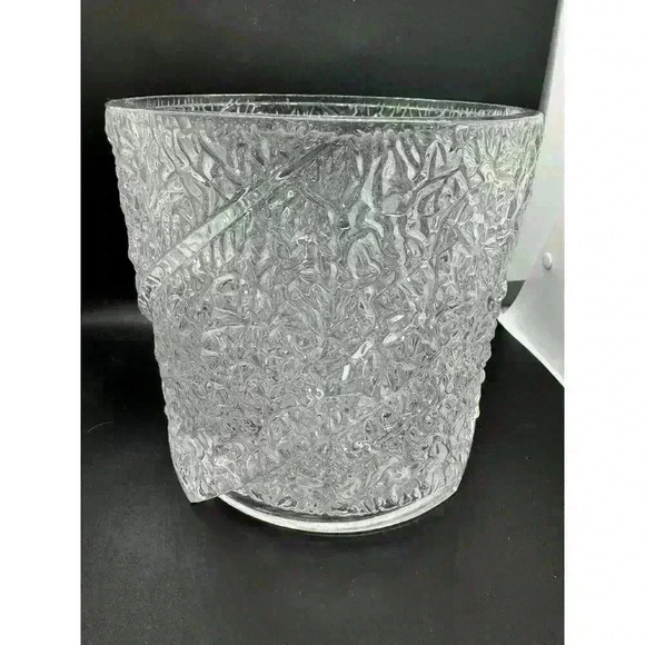 Vintage Mid-Century Modern Lucite Iceberg Textured Ice Bucket Stunning Clear - Picture 13 of 13